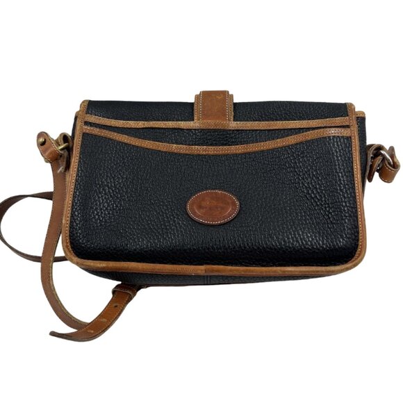 Dooney & Bourke Black Brown All Weather Leather Equestrian Shoulder Bag - Picture 7 of 16